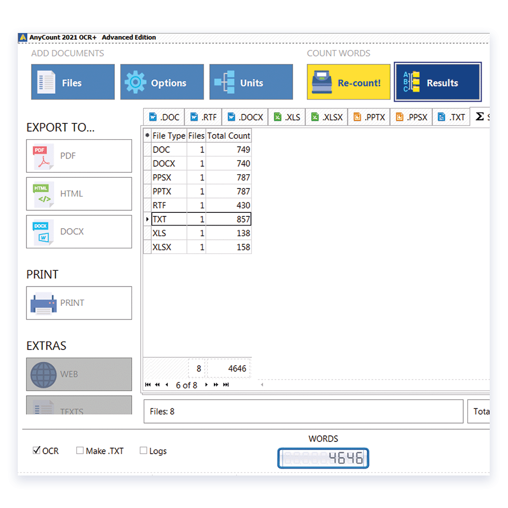 Earn more when you count words in basic file formats