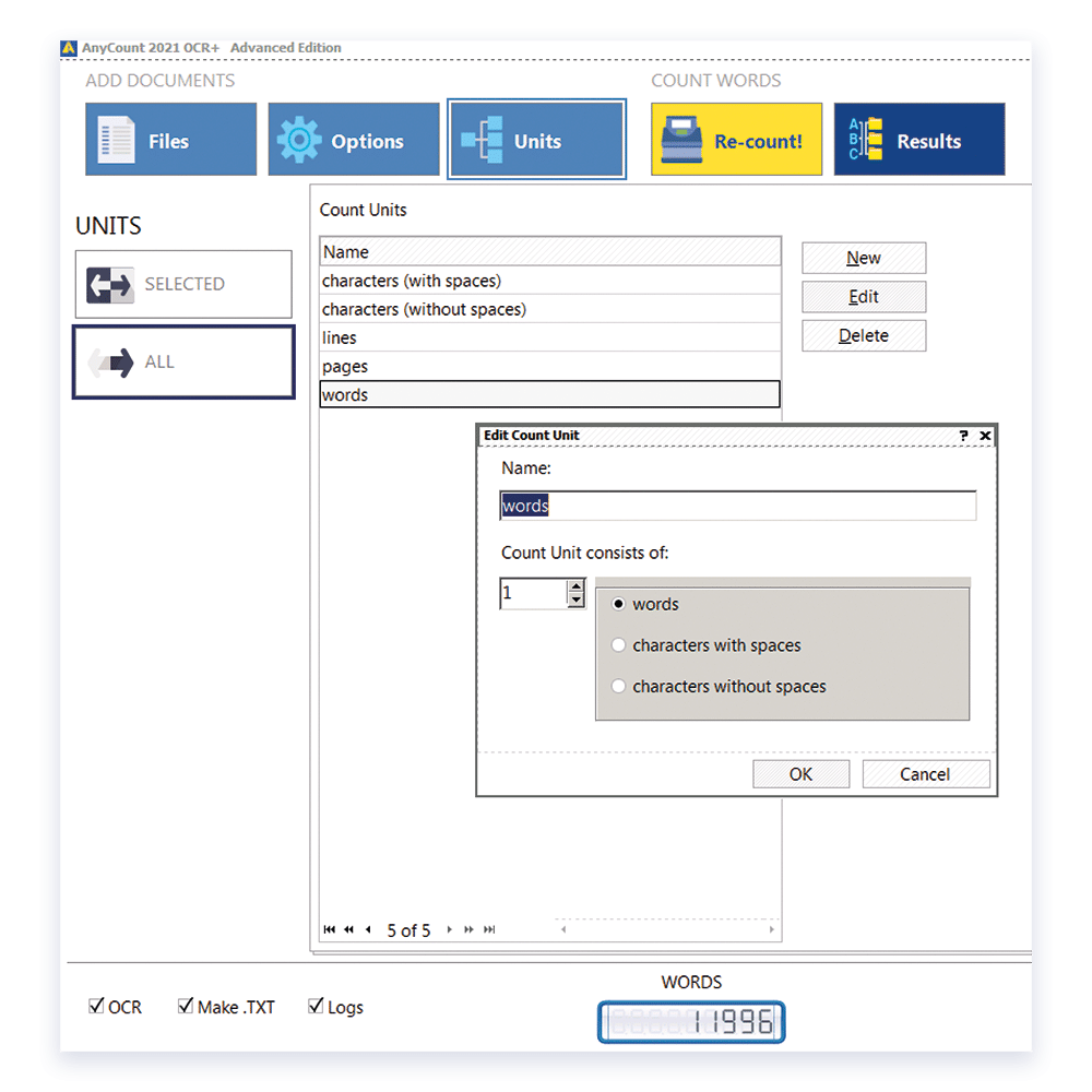 Set count units like you need